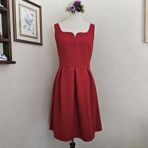 Covington Red Textured Fit & Flare Dress